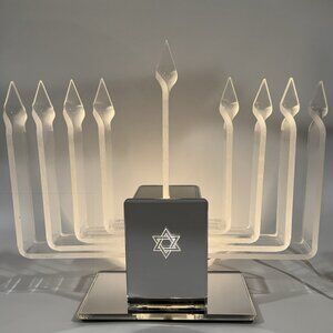Vintage Lucite Electric Mid Century Modern MCM Menorah Hanukkah Candle Light